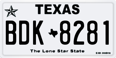 TX license plate BDK8281