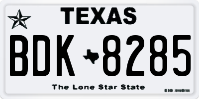 TX license plate BDK8285