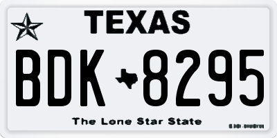 TX license plate BDK8295