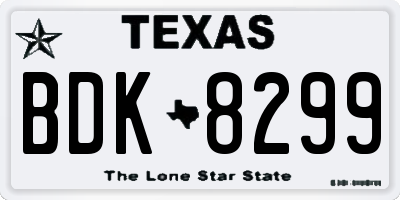 TX license plate BDK8299