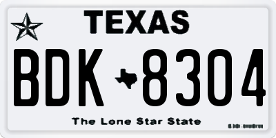 TX license plate BDK8304