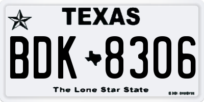 TX license plate BDK8306