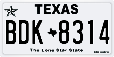 TX license plate BDK8314
