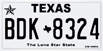 TX license plate BDK8324