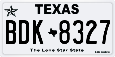 TX license plate BDK8327