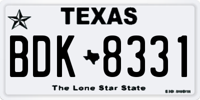 TX license plate BDK8331