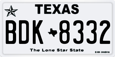 TX license plate BDK8332