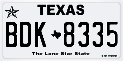 TX license plate BDK8335