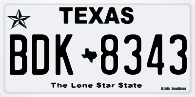 TX license plate BDK8343