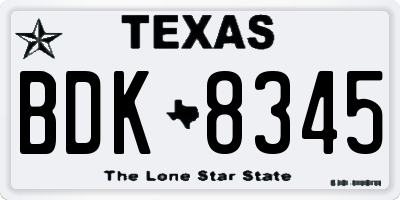 TX license plate BDK8345