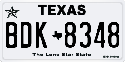TX license plate BDK8348
