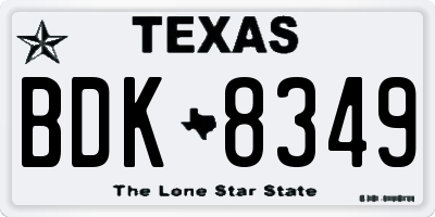 TX license plate BDK8349