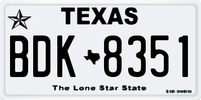 TX license plate BDK8351