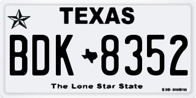 TX license plate BDK8352