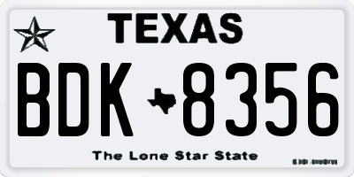 TX license plate BDK8356