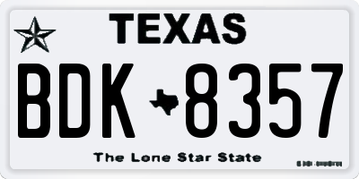 TX license plate BDK8357