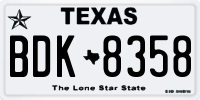TX license plate BDK8358