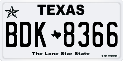 TX license plate BDK8366