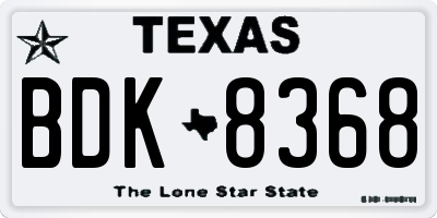 TX license plate BDK8368