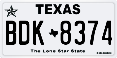 TX license plate BDK8374