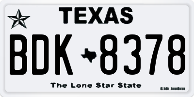 TX license plate BDK8378