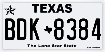 TX license plate BDK8384
