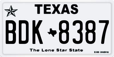 TX license plate BDK8387