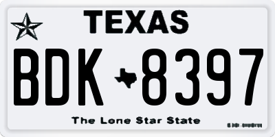 TX license plate BDK8397
