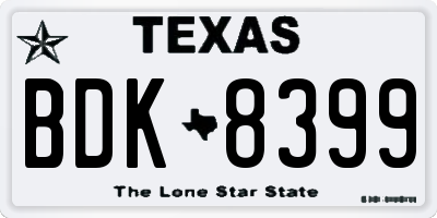 TX license plate BDK8399