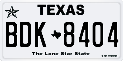 TX license plate BDK8404