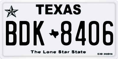 TX license plate BDK8406