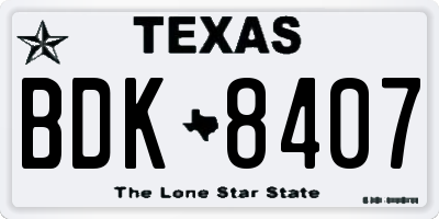 TX license plate BDK8407
