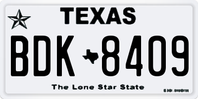 TX license plate BDK8409
