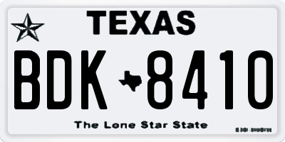 TX license plate BDK8410