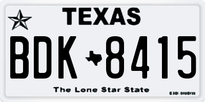 TX license plate BDK8415