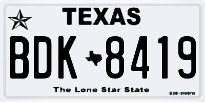 TX license plate BDK8419