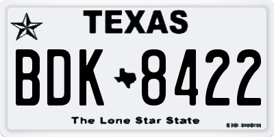 TX license plate BDK8422