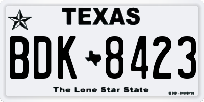 TX license plate BDK8423