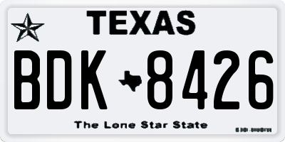 TX license plate BDK8426