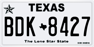 TX license plate BDK8427