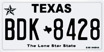TX license plate BDK8428