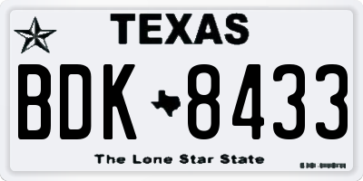 TX license plate BDK8433