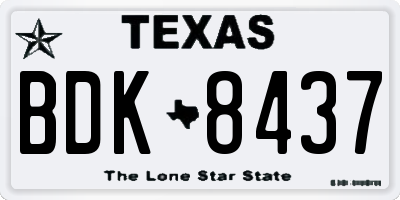 TX license plate BDK8437