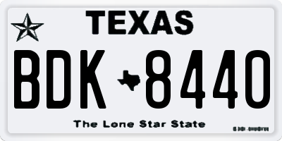 TX license plate BDK8440