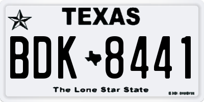 TX license plate BDK8441