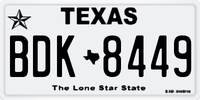 TX license plate BDK8449