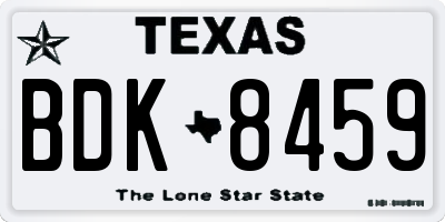 TX license plate BDK8459