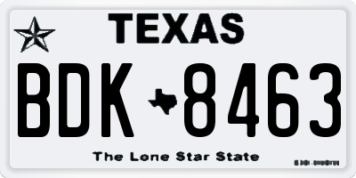 TX license plate BDK8463