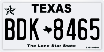TX license plate BDK8465
