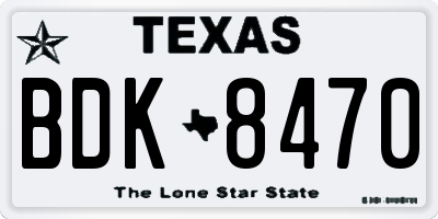 TX license plate BDK8470